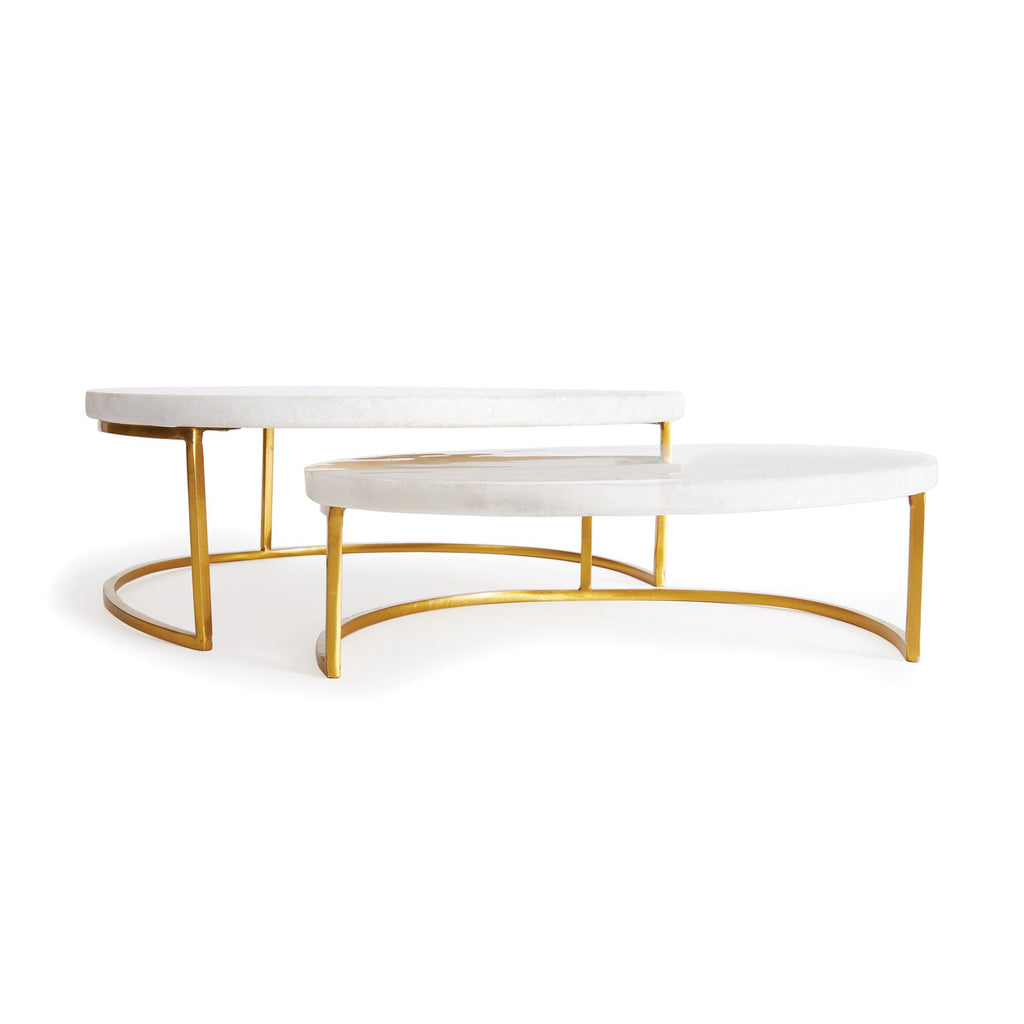 Napa White Marble/Gold Vienna Serving Stands, Set Of 2