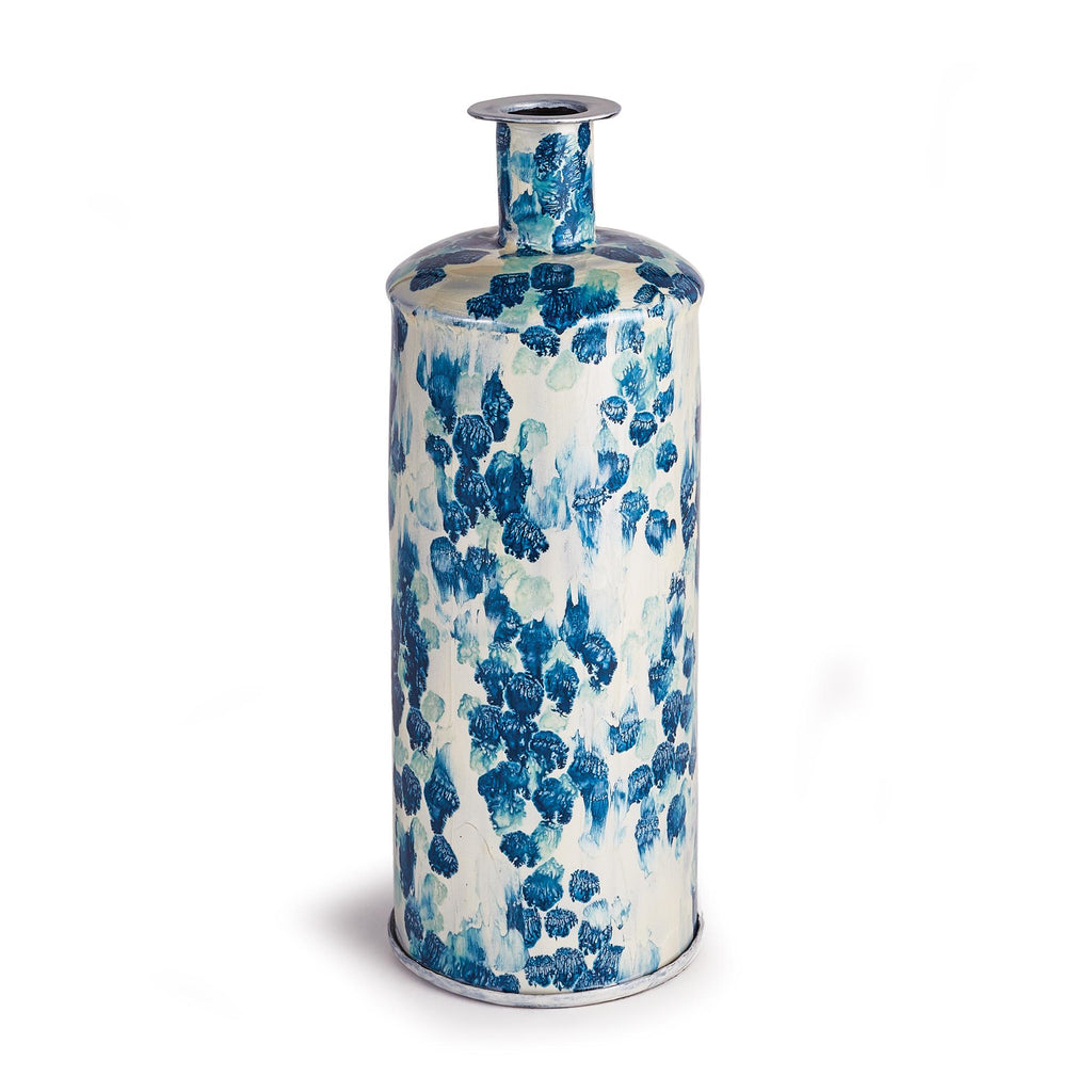 Napa White and Blue Floret Bottle Vase Small