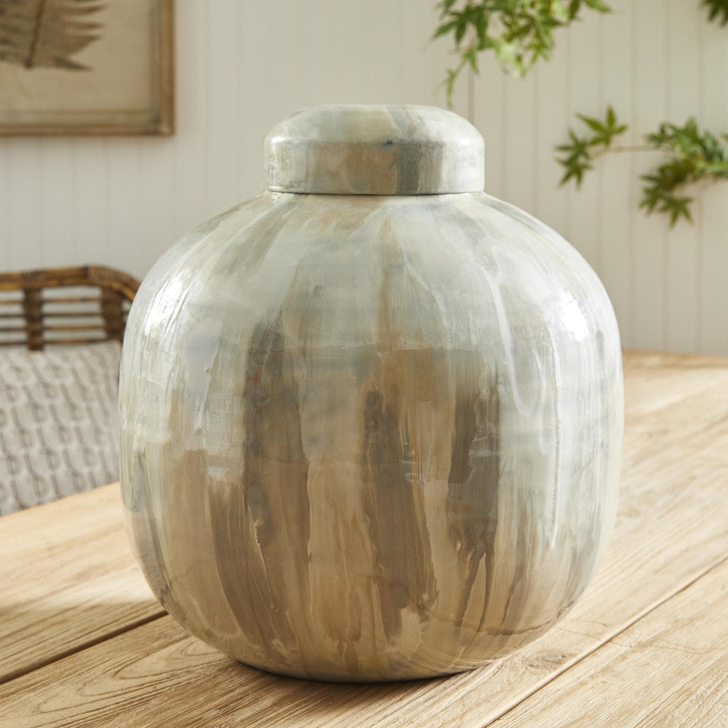 Napa White Pearl Almeta Lidded Urn