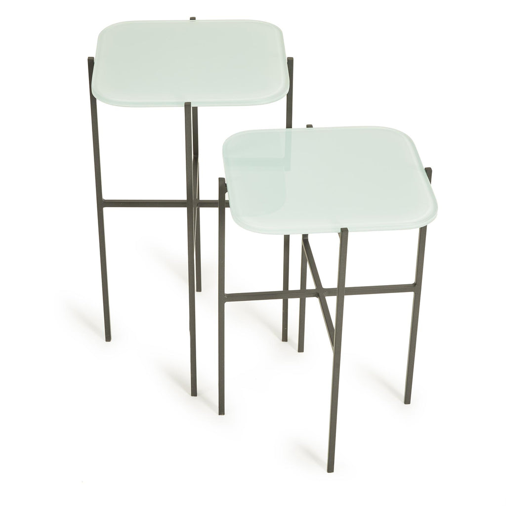 Napa Icy Blue Kenzie Square Tables, Set Of 2