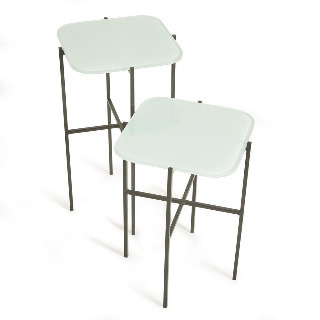 Napa Icy Blue Kenzie Square Tables, Set Of 2