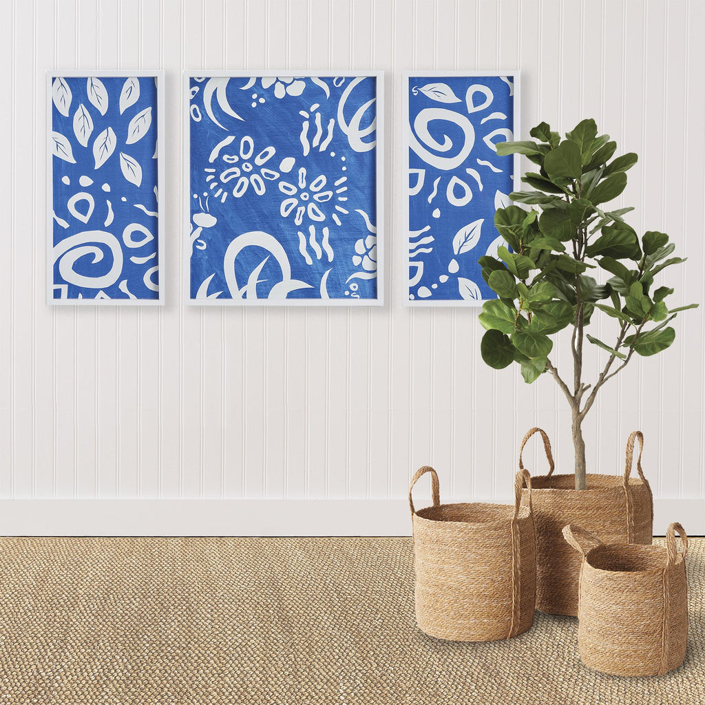 Napa White/Blue Summer Party Prints, Set Of 3