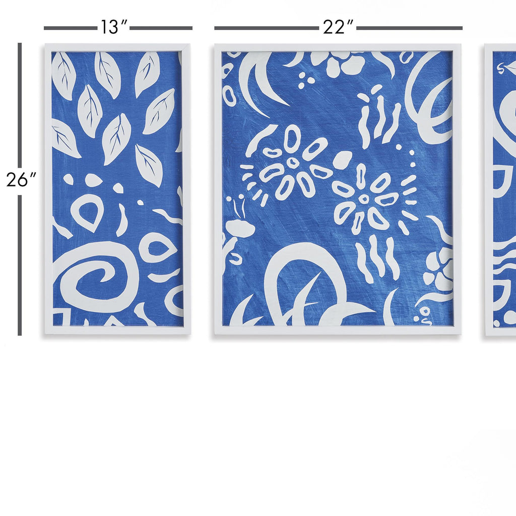 Napa White/Blue Summer Party Prints, Set Of 3