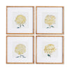 Napa Natural/Yellow Chrysanthemum Prints, Set Of 4