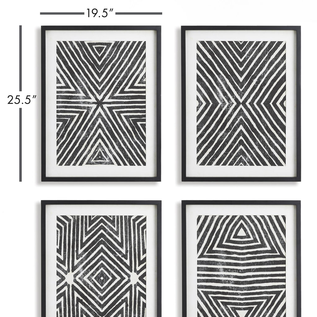 Napa Black/White Achromatic Geometric Prints, Set Of 4