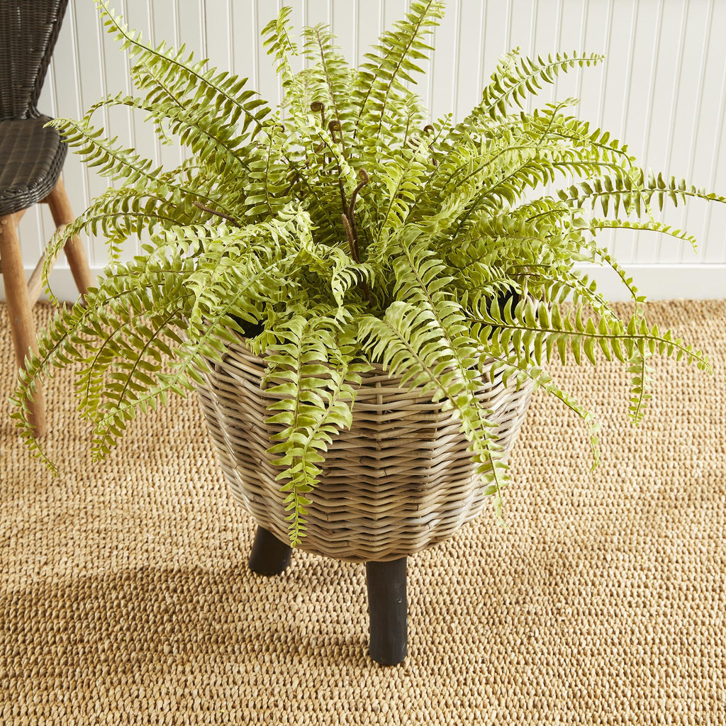 Napa Natural Woven Rattan Dry Basket Plant Riser 21.25"