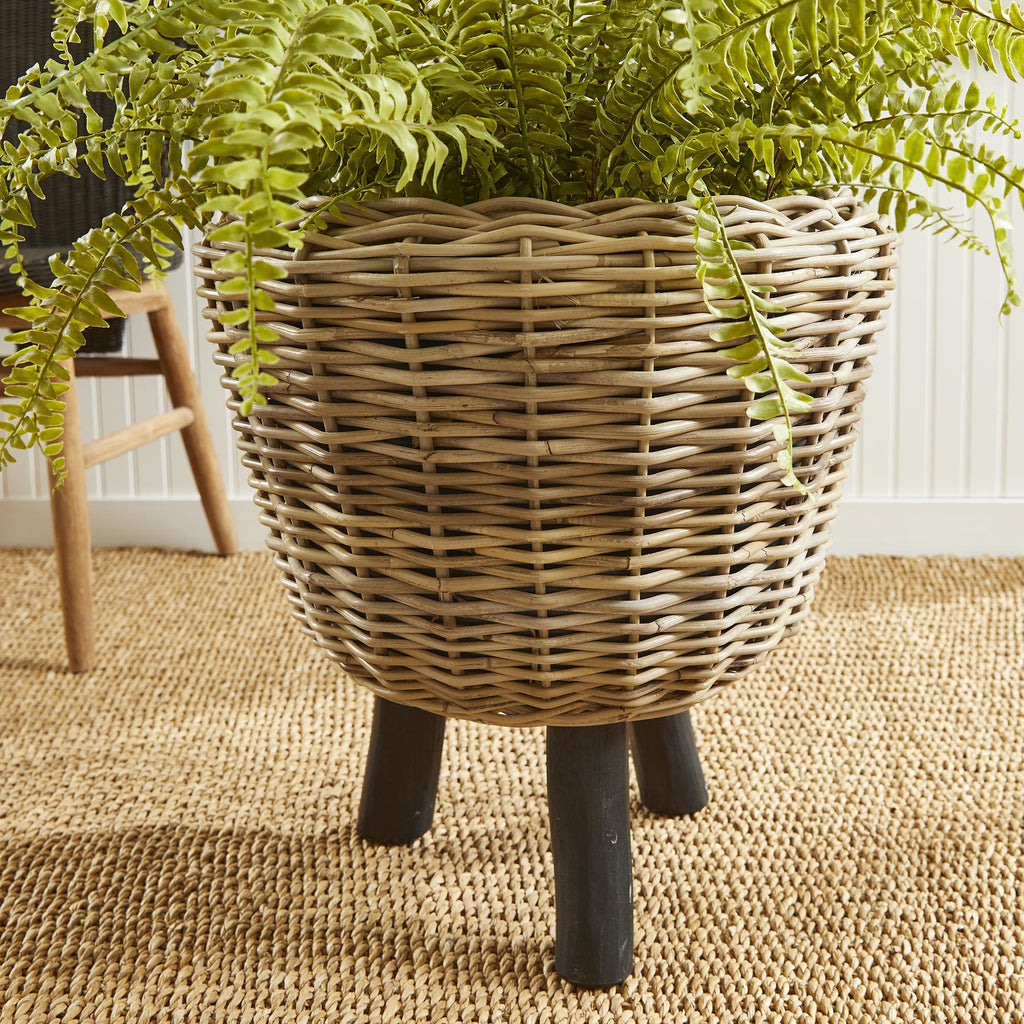 Napa Natural Woven Rattan Dry Basket Plant Riser 21.25"