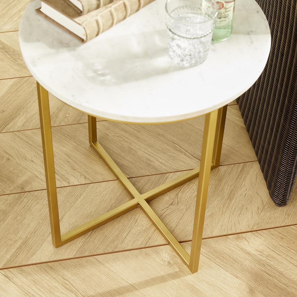 Napa White Marble/Brass Aveline Table