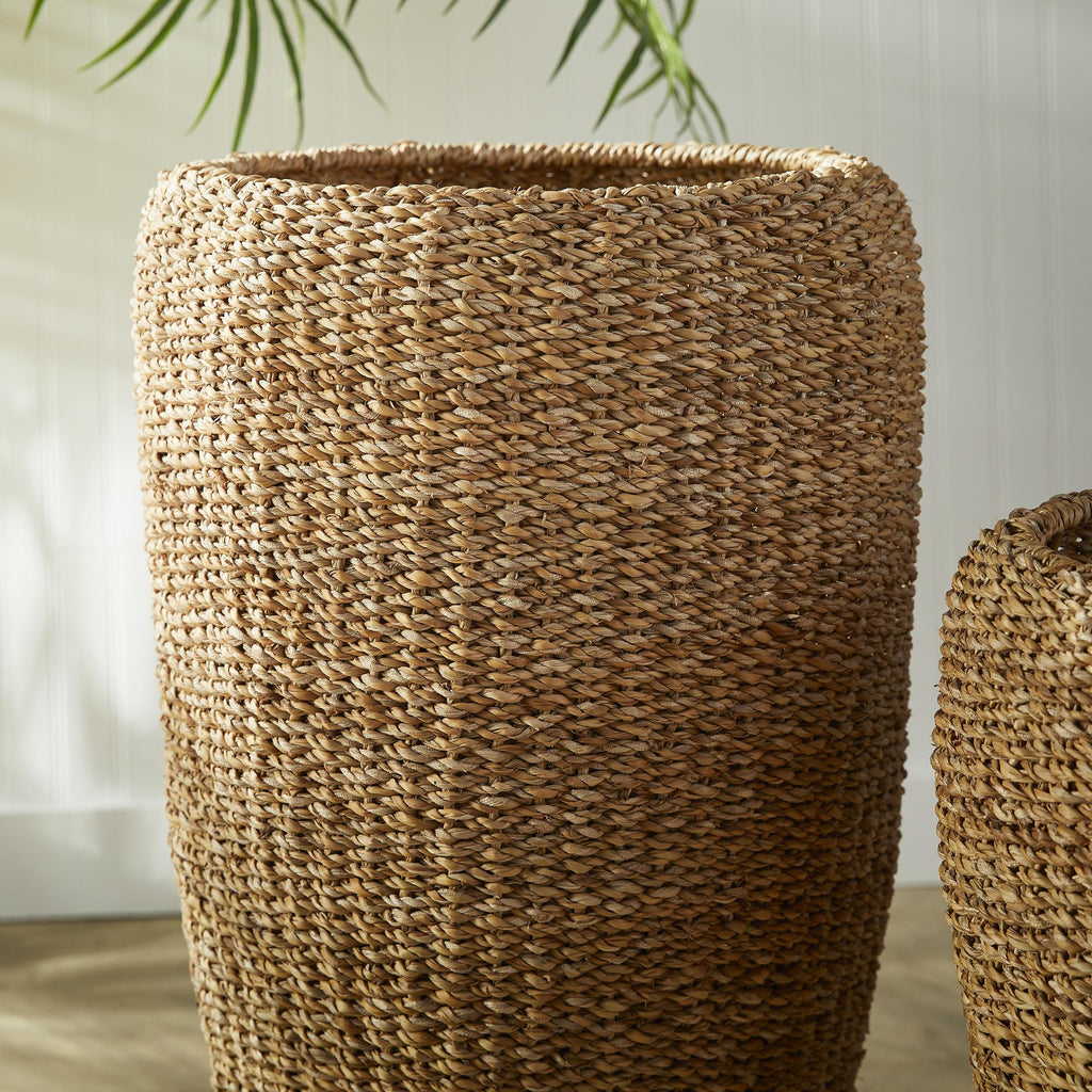 Napa Natural Seagrass Tall Round Planters, Set Of 2