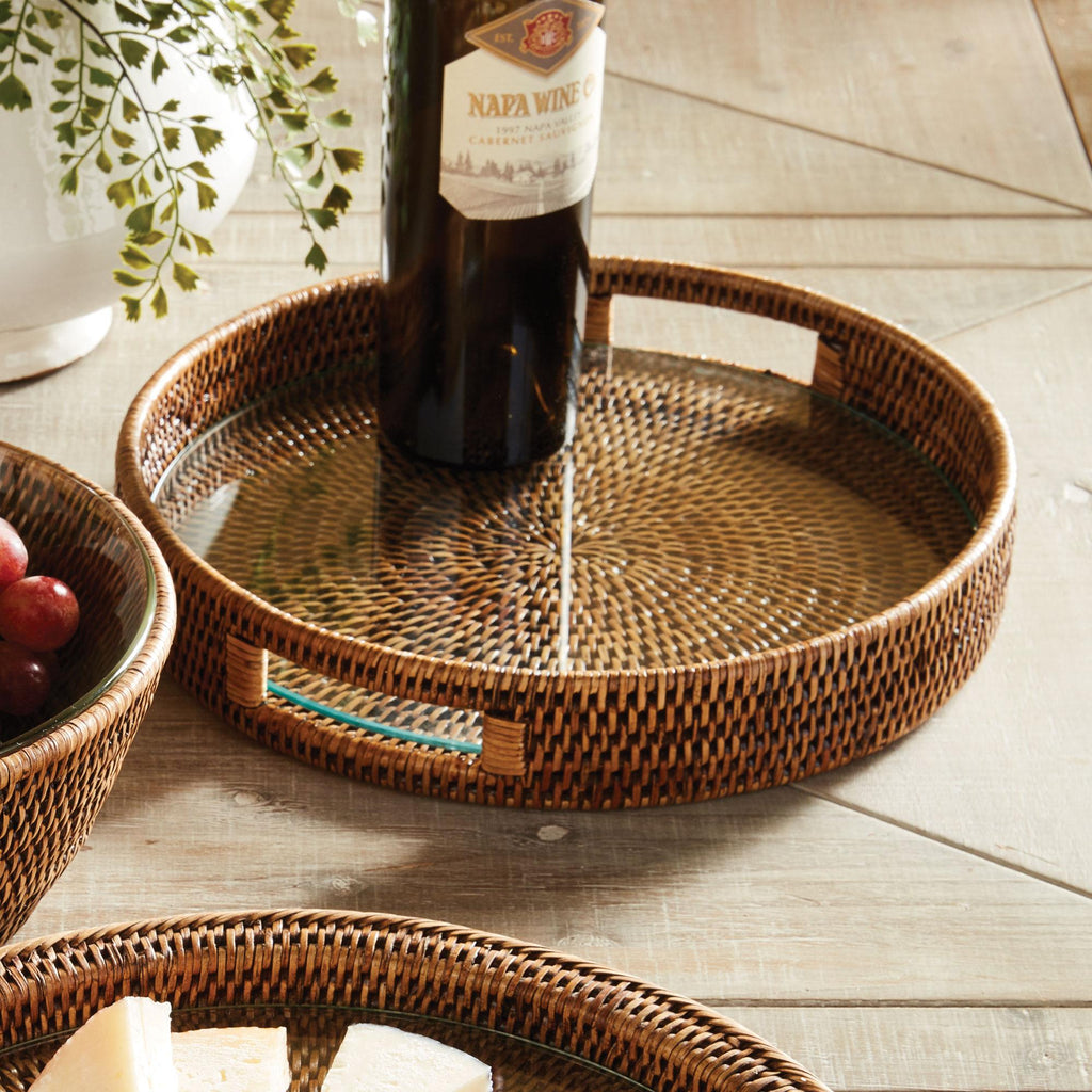 Napa Warm Brown Burma Rattan Serving Tray, Brown