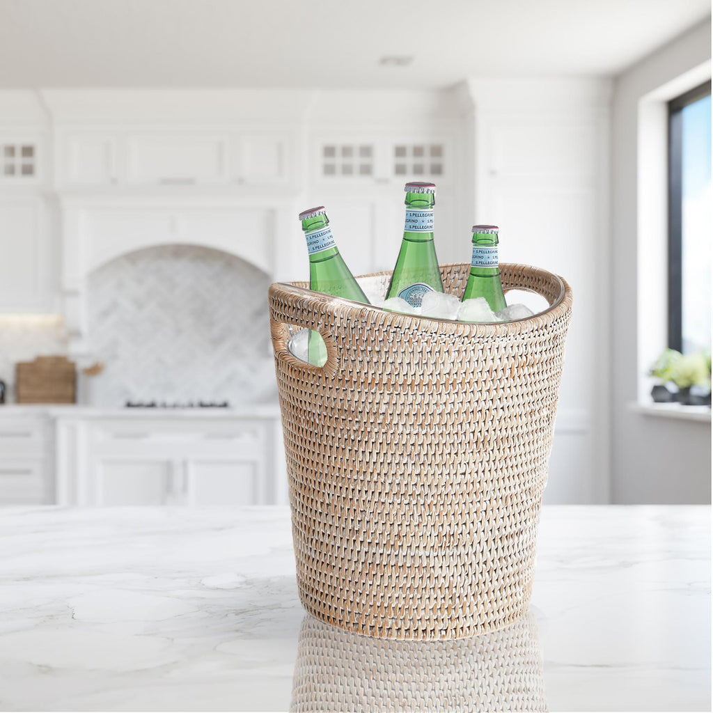 Napa Whitewash Burma Rattan Beverage Tub Small