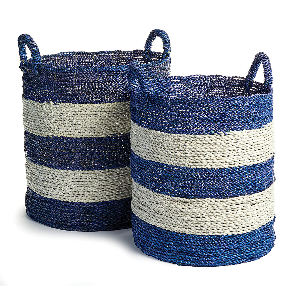 Napa Marina Blue/Flag White Barclay Butera Totes Adore Utility Baskets, Set Of 2