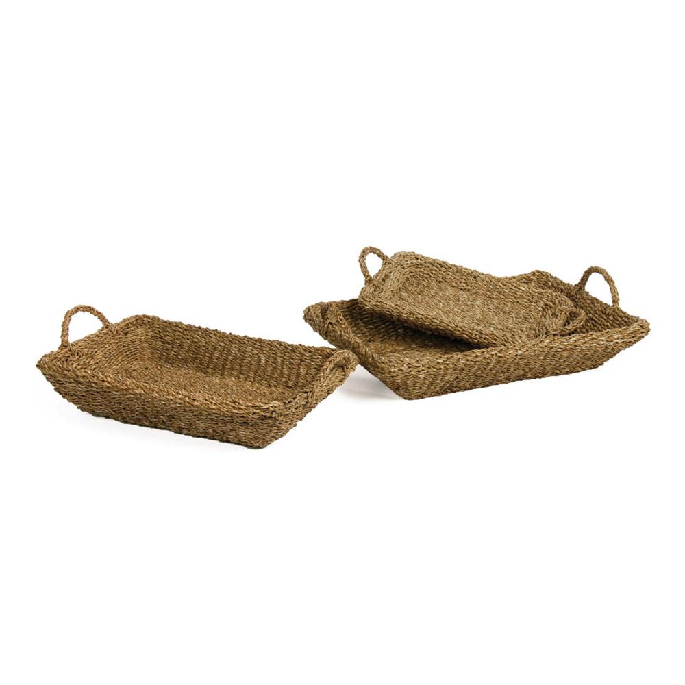 Napa Natural Seagrass Trays With Handles, Set Of 3