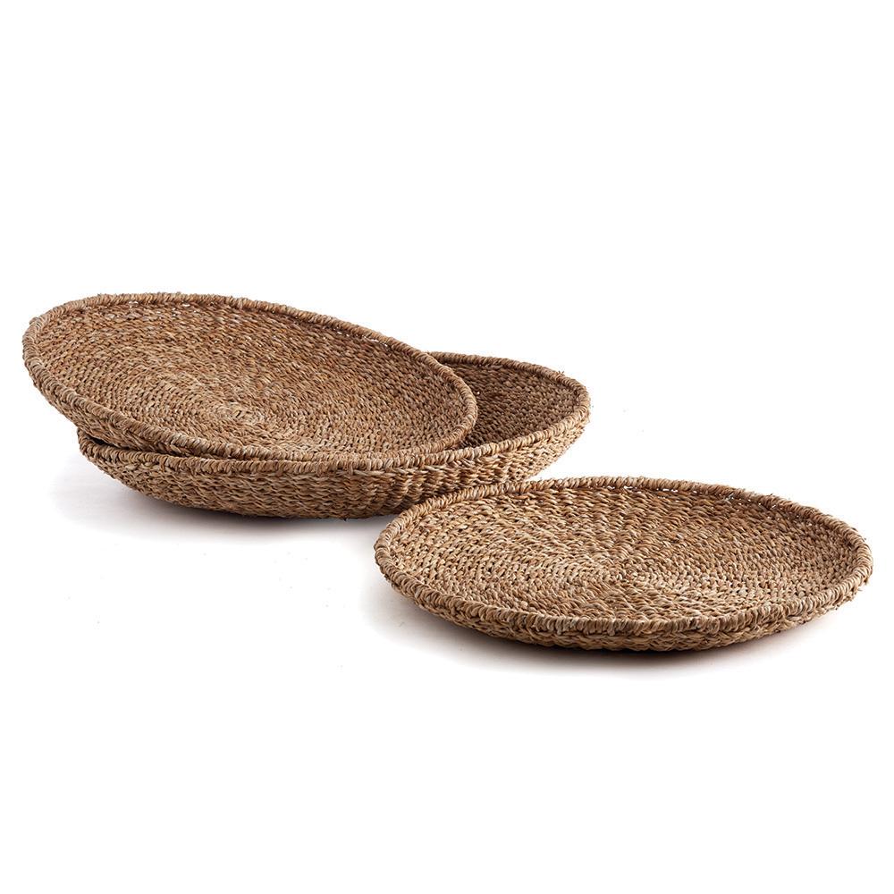 Napa Natural Seagrass Round Trays, Set Of 3