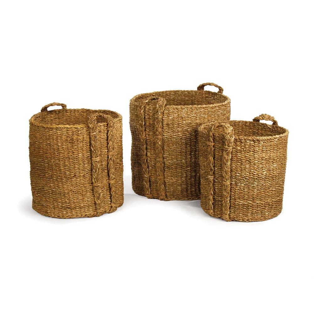 Napa Natural Seagrass Round Baskets Large, Set Of 3