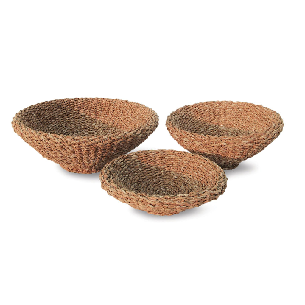 Napa Natural Seagrass Shallow Tapered Baskets, Set Of 3