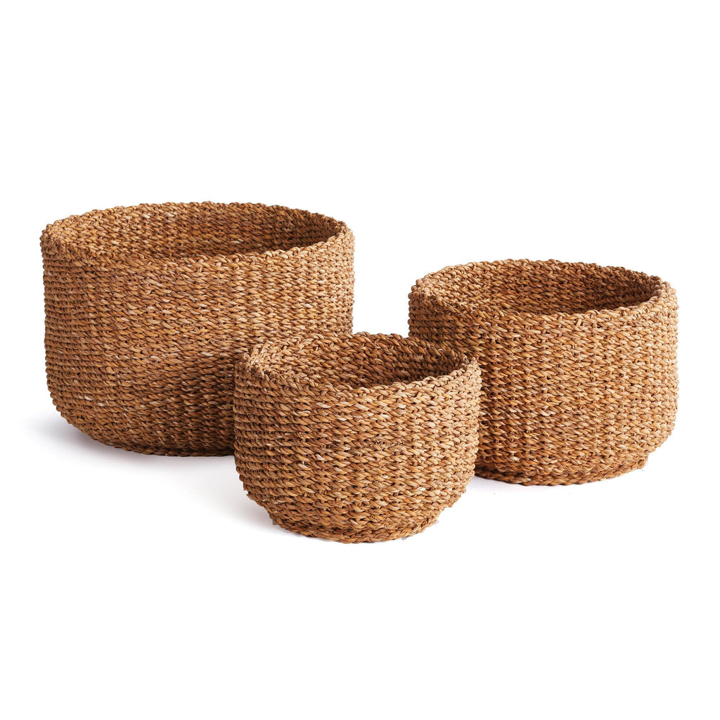 Napa Natural Seagrass Cylindrical Baskets, Set Of 3