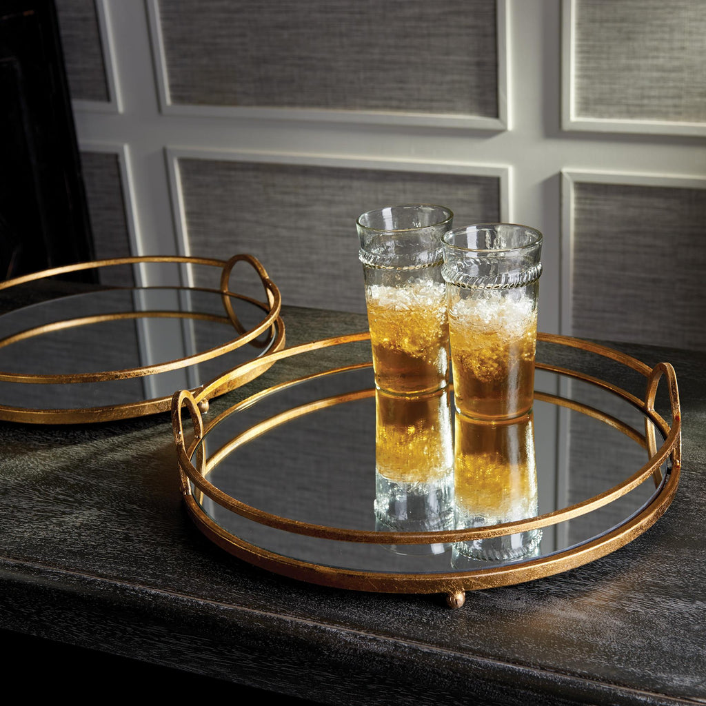 Napa Antique Gold/Mirrored Glass Hudson Mirrored Trays, Set Of 2