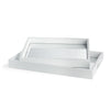 Napa White/Mirrored Glass Malibu Mirrored Trays, Set Of 2