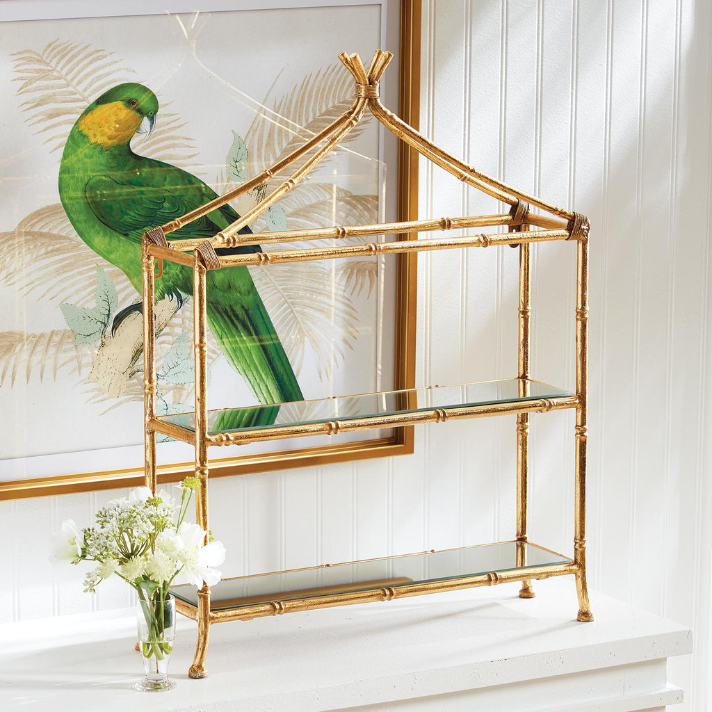 Napa Gold/Mirrored Glass Daphne 2-Tier Curio Shelf