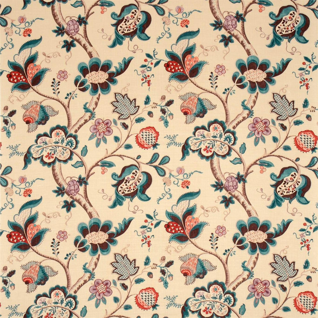 Sanderson Roslyn Teal/ Cherry Fabric