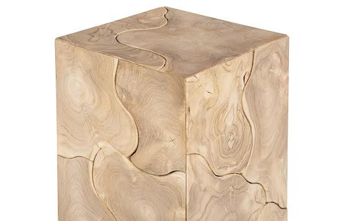 Phillips Collection Teak Slice Pedestal Square Bleached  MD Accent