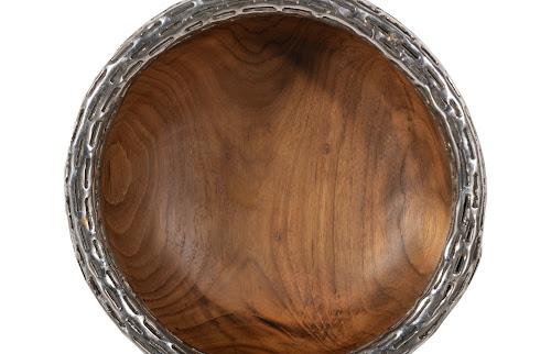 Phillips Collection Teak Wood Bowl Wall Art Metallurgy Edge XS Accent