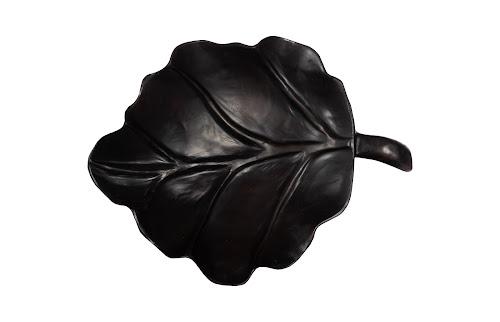 Phillips Collection Leaf , Teak Wood, Black Black Bowl