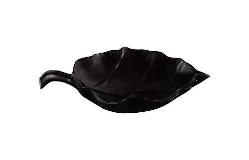 Phillips Collection Leaf , Teak Wood, Black Black Bowl