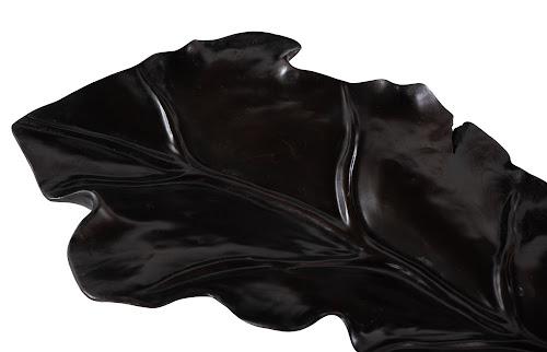 Phillips Collection Leaf , Teak Wood,  Black Finish Black Bowl