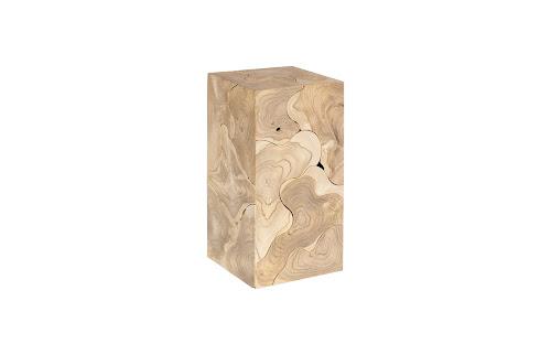 Phillips Collection Teak Slice Pedestal Square Bleached  SM Accent