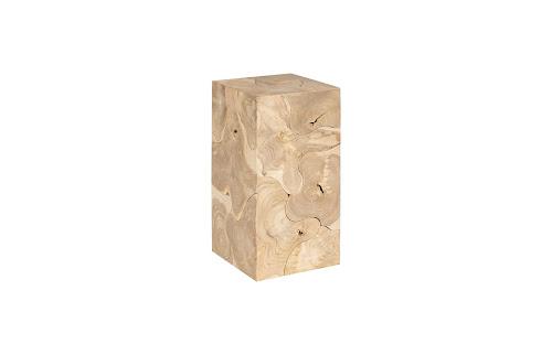 Phillips Collection Teak Slice Pedestal Square Bleached  SM Accent