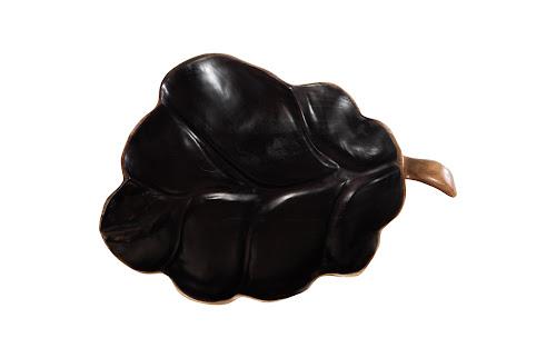 Phillips Collection Leaf , Teak Wood, Natural & Black Brown Bowl