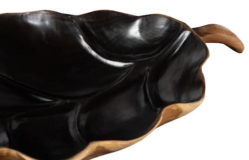 Phillips Collection Leaf , Teak Wood, Natural & Black Brown Bowl