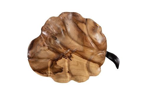 Phillips Collection Leaf , Teak Wood, Black & Natural Brown Bowl