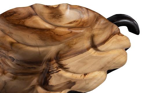 Phillips Collection Leaf , Teak Wood, Black & Natural Brown Bowl