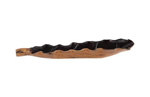 Phillips Collection Leaf , Teak Wood, Natural & Black, Finish Black Bowl