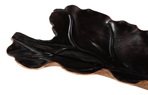 Phillips Collection Leaf , Teak Wood, Natural & Black, Finish Black Bowl