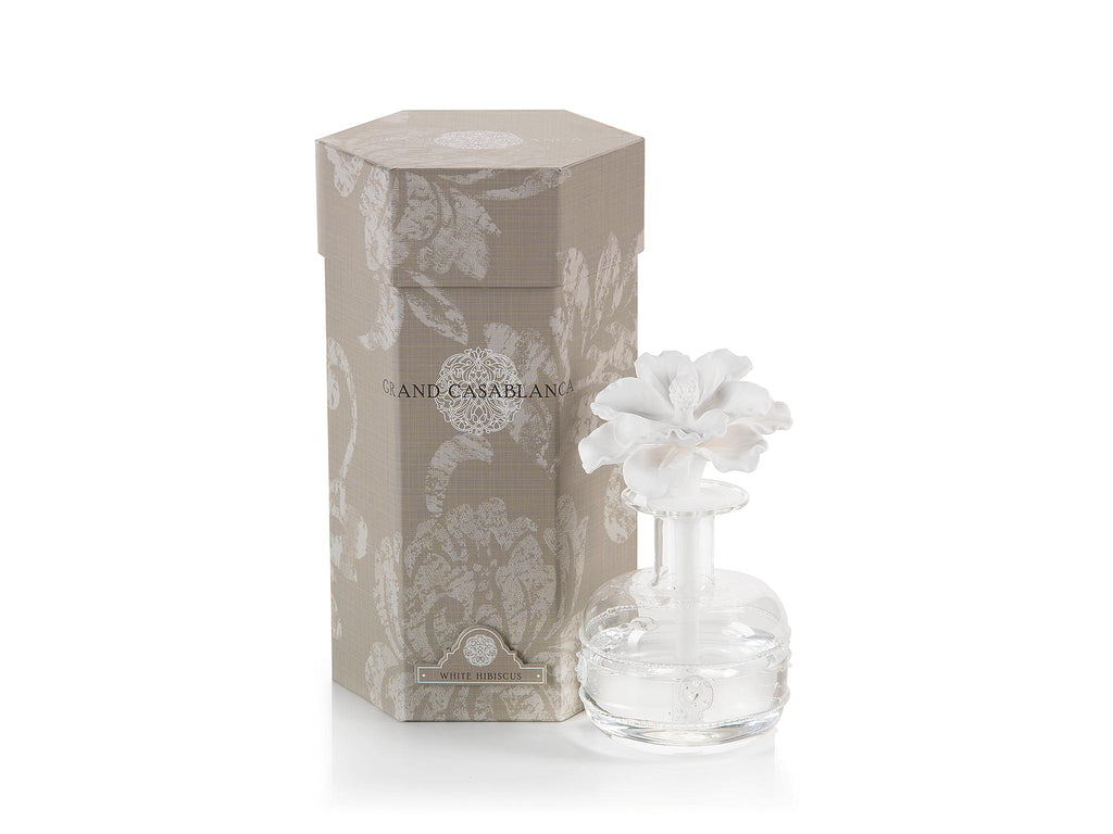 Zodax Grand Casablanca Porcelain Diffuser, White Hibiscus