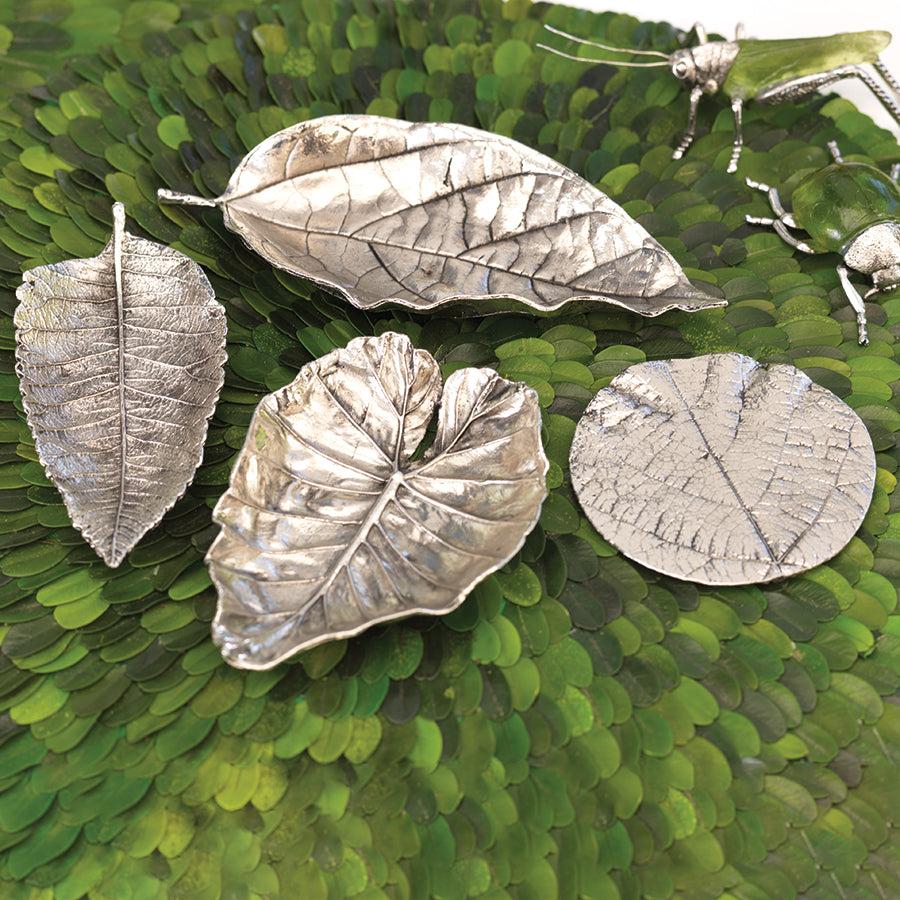 Zodax Aspen Quaking Leaf Antique Pewter Trays, Set of 6