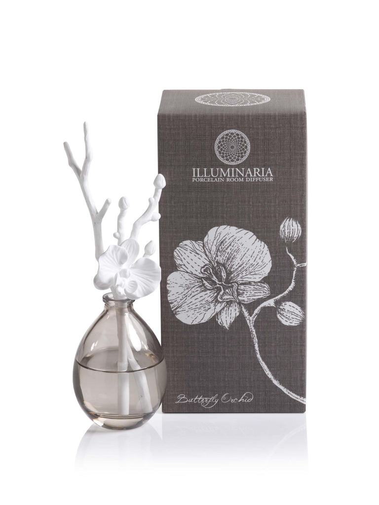 Zodax Illuminaria Porcelain Diffuser, Butterfly Orchid Fragrance