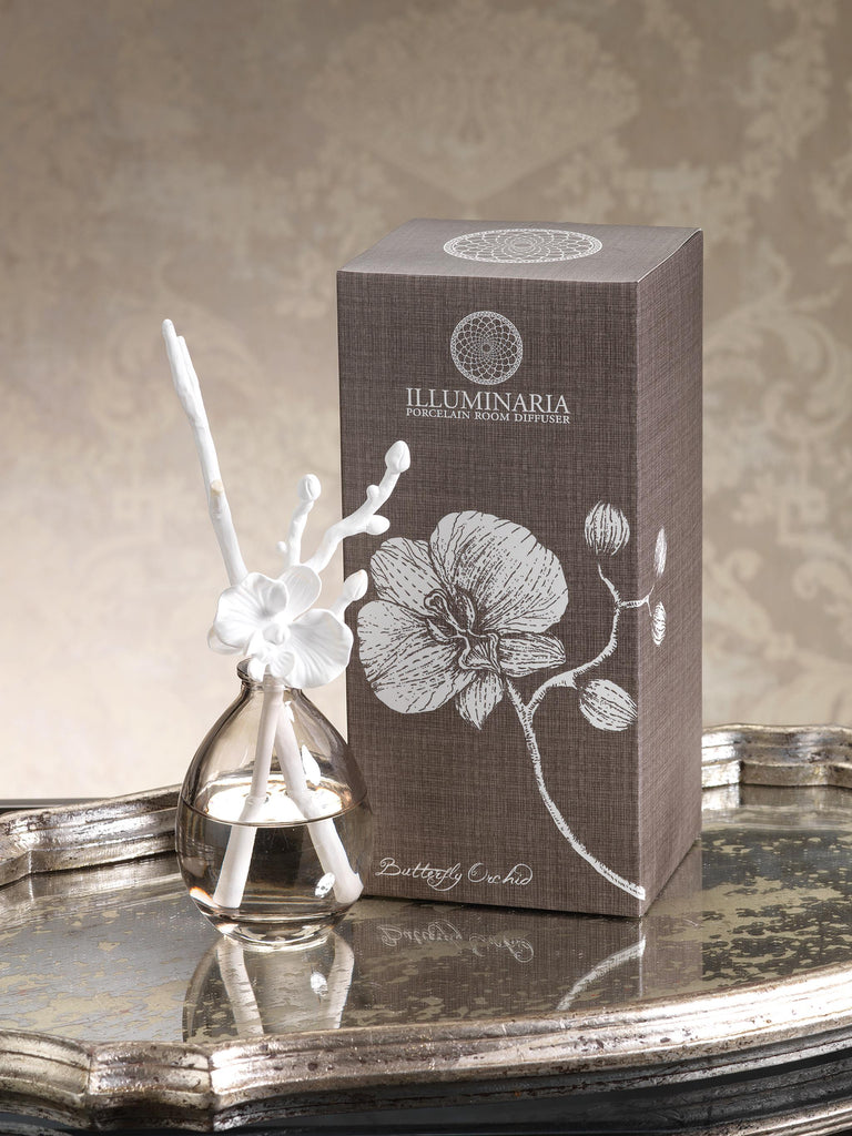 Zodax Illuminaria Porcelain Diffuser, Butterfly Orchid Fragrance