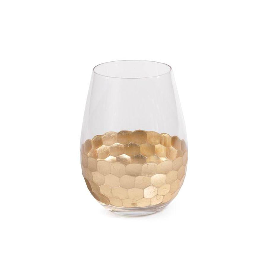 Zodax Vitorrio Stemless Gold Wine Glasses, Set of 6