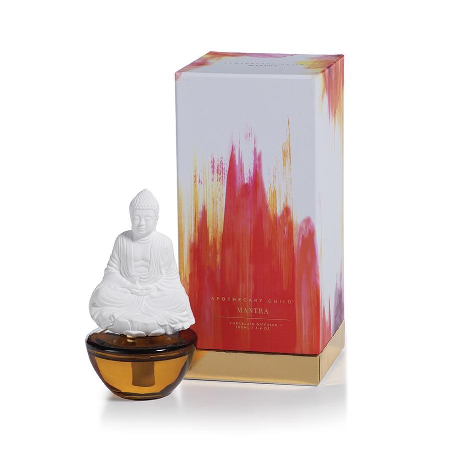 Zodax Mantra Buddha Porcelain Diffuser, Peppered Smoke