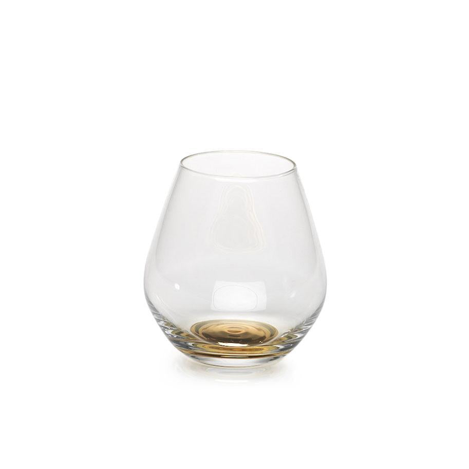 Zodax Golden Base Stemless Wine Glasses, Set of 4