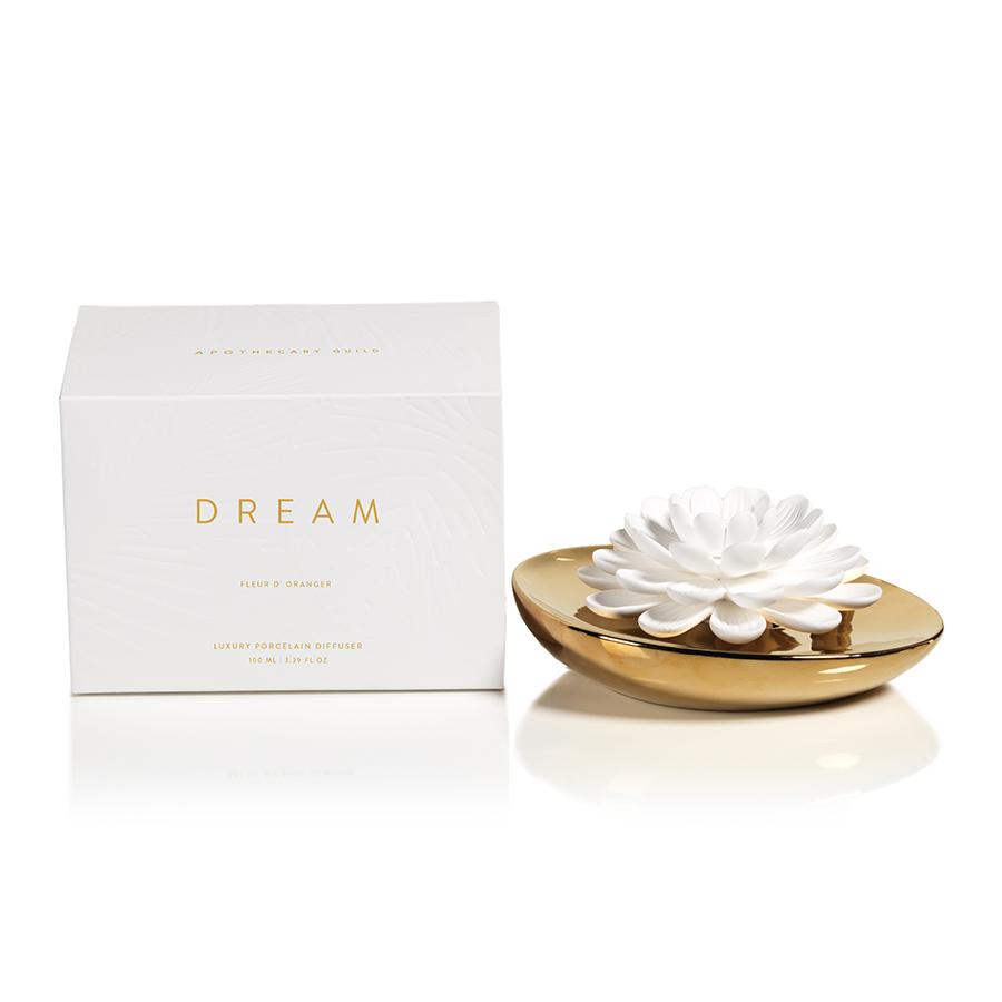 Zodax Dream Porcelain Flower Diffuser, Fleur d' Oranger Fragrance