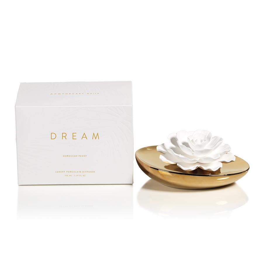 Zodax Dream Porcelain Flower Diffuser, Moroccan Peony Fragrance