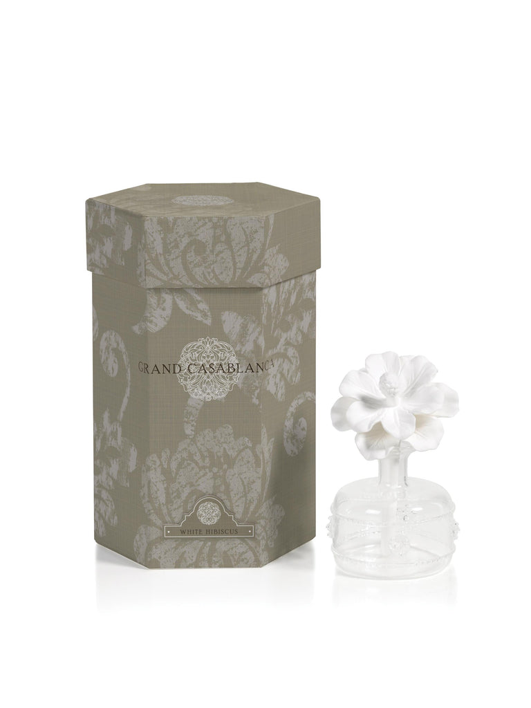 Zodax Mini Grand Casablanca Porcelain Diffuser, White Hibiscus