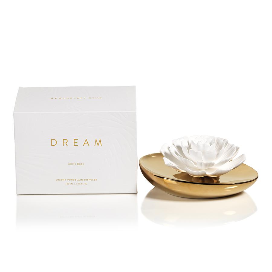 Zodax Dream Porcelain Flower Diffuser- White Rose