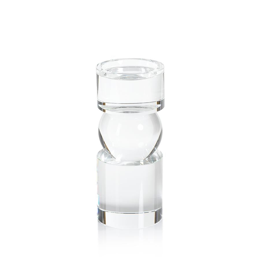 Zodax Renata 9.5-Inch Tall Clear Crystal Pillar Candle Holder